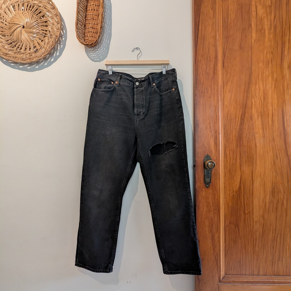 Topshop Dad Jeans In Washed Black